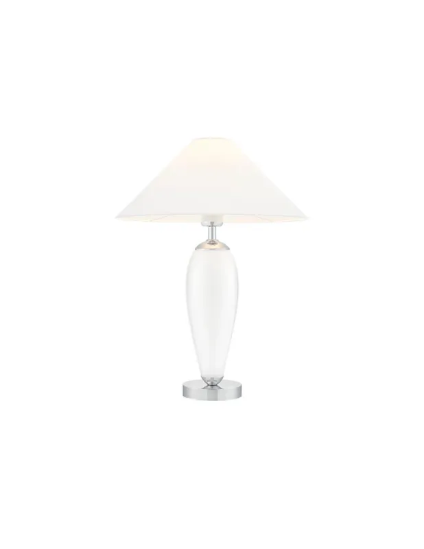 Lampa stołowa hampton z abażurem na szklanej podstawie Rea biały / biały Kaspa Ostatnia szansa