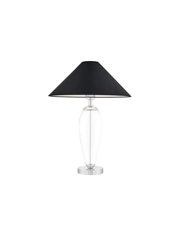 Lampa stołowa hampton z abażurem na szklanej podstawie Rea czarny / przeźroczysty Kaspa Nie przegap