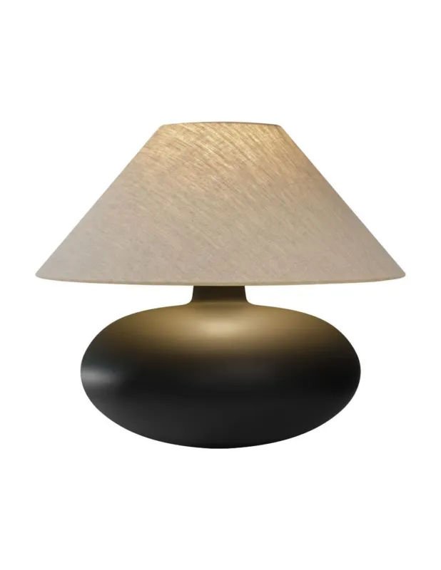 Nie przegap Lampa stołowa szklana podstawa z abażurem Sawa Natur II beż / grafit Kaspa
