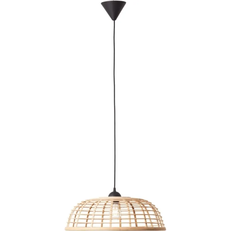 Lampa wisząca boho bambusowa Crosstown 48 jasne drewno/czarny Brilliant Okazja