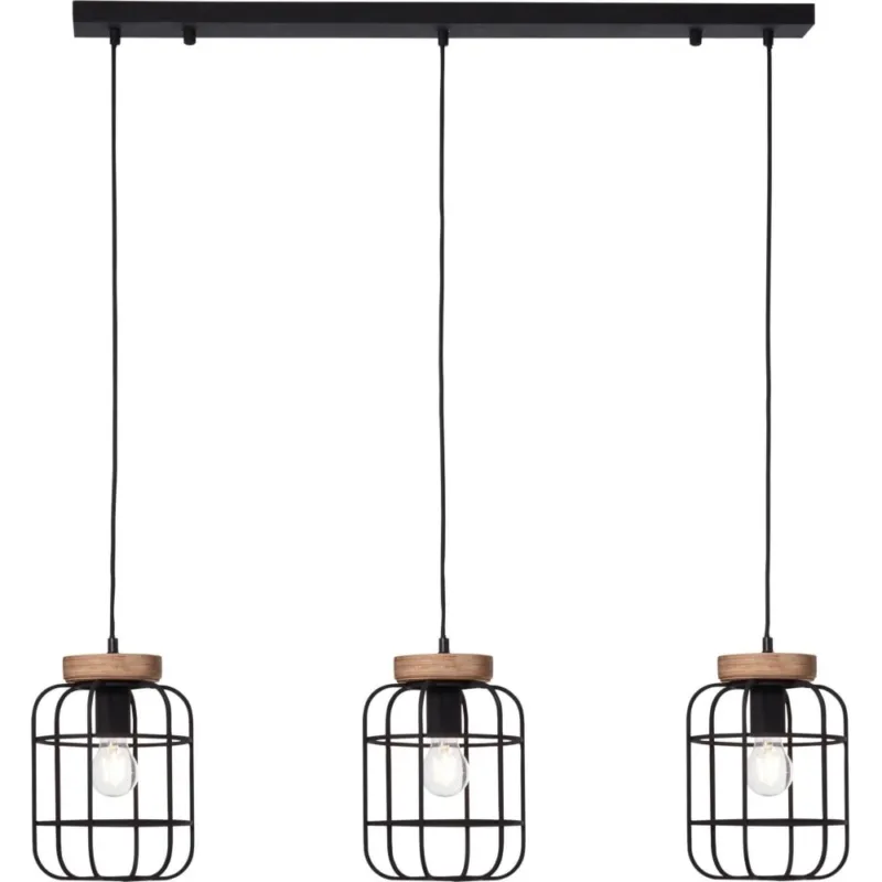 Taniej Lampa wisząca druciana loft Gwen 100 antyczne drewno/czarny korund Brilliant