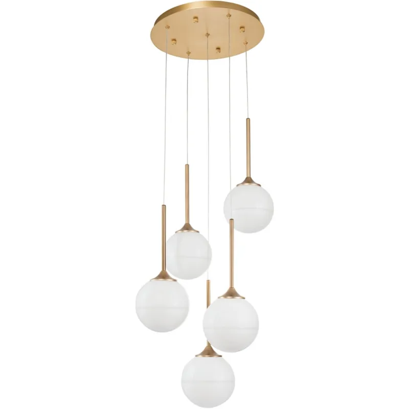 Obniżka ceny Lampa wisząca szklane kule Pekin Round V mosiądz/złoty/biały