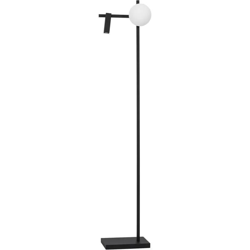Cena promocyjna Lampa podłogowa szklana kula z lampką do czytania Pauline LED czarny piaskowy/biały