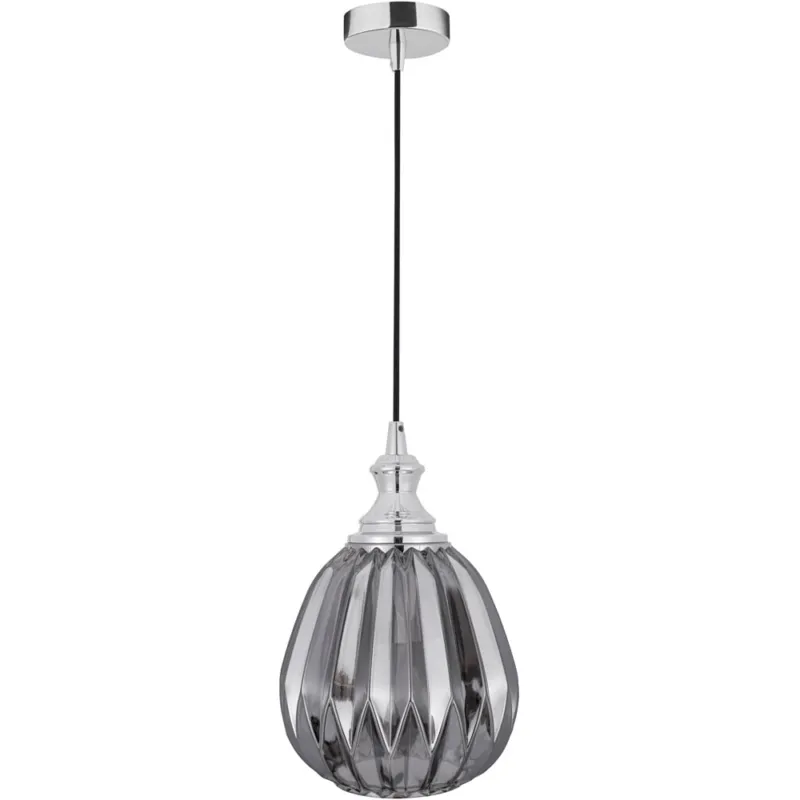 Lampa wisząca szklana glamour Leyzo 18 chrom/szary dymiony Obniżka ceny