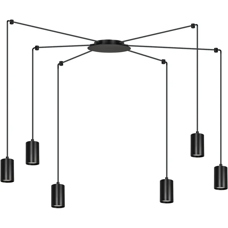 Lampa wisząca "pająk" regulowana Traker VI czarna Emibig Łatwy zwrot
