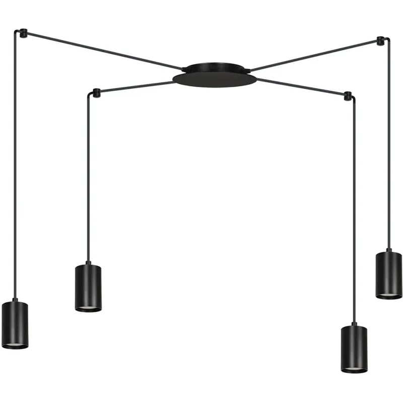 Nowość Lampa wisząca "pająk" regulowana Traker IV czarna Emibig