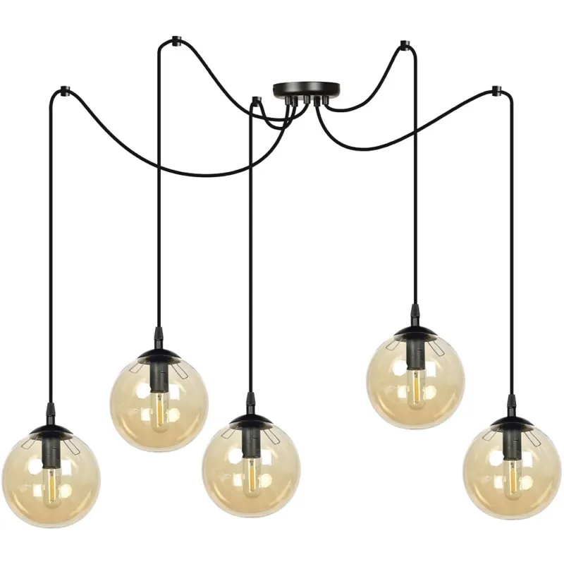 Bestseller Lampa wisząca szklane kule Gigi V czarno-miodowa Emibig