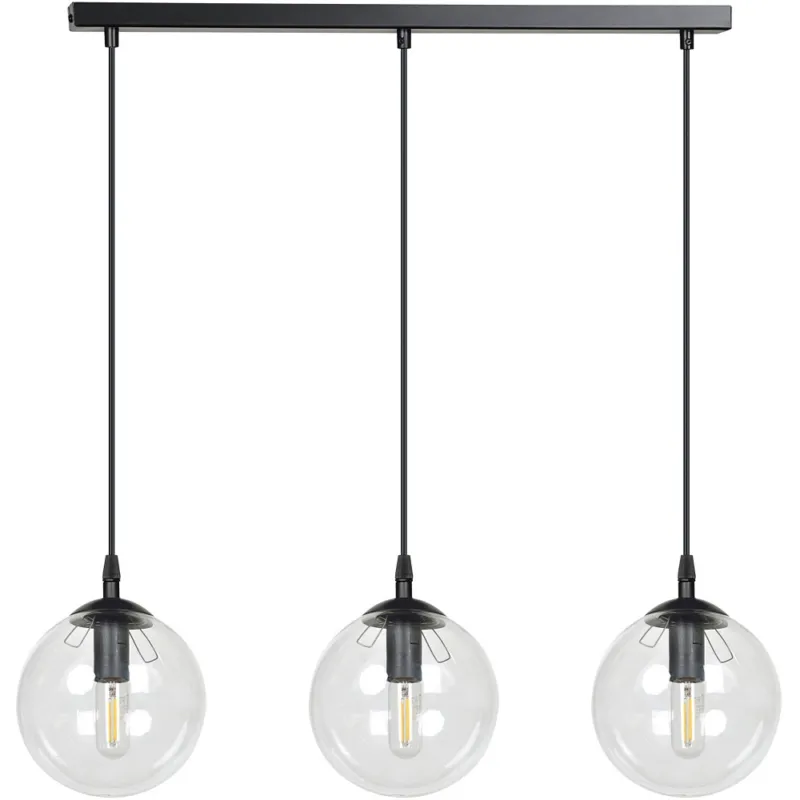 Lampa wisząca szklane kule Cosmo III czarno-przezroczysta Emibig Darmowy zwrot