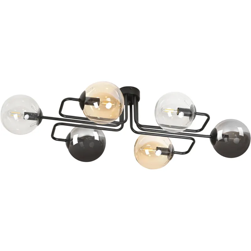 Nowy Lampa sufitowa szklane kule Brendi VIA czarny/multikolor Emibig