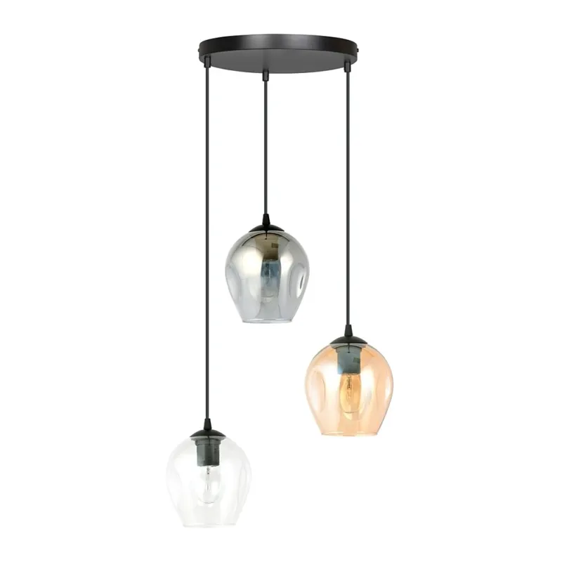 Łatwy zwrot Lampa wisząca szklana Istar III premium czarny/multikolor Emibig