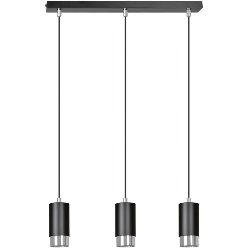 Lampa wisząca potrójna punktowa Fumiko III czarno-chromowana Emibig Rabat