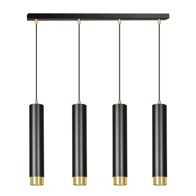 Lampa wiszące tuby Kibo IV czarno-złota Emibig Bestseller