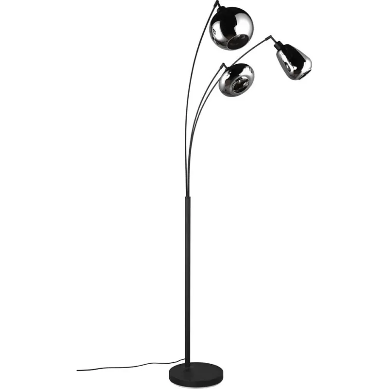 Tani Lampa podłogowa 3 szklane klosze Lumina chrom / czarny mat Trio