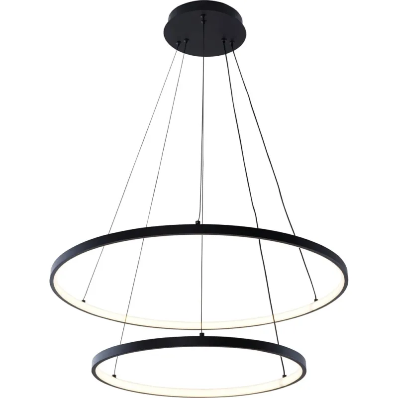 Lampa wisząca okrągła podwójna Breno LED 60cm czarna Zumaline Tani