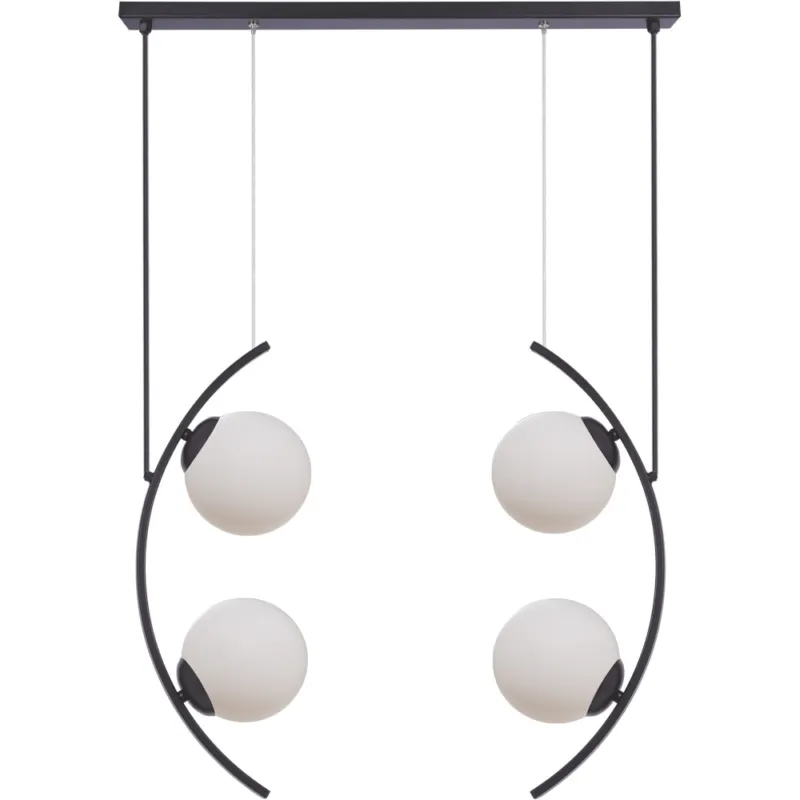 Lampa wisząca 4 szklane kule Helix 64cm biały / czarny Zumaline Cena promocyjna