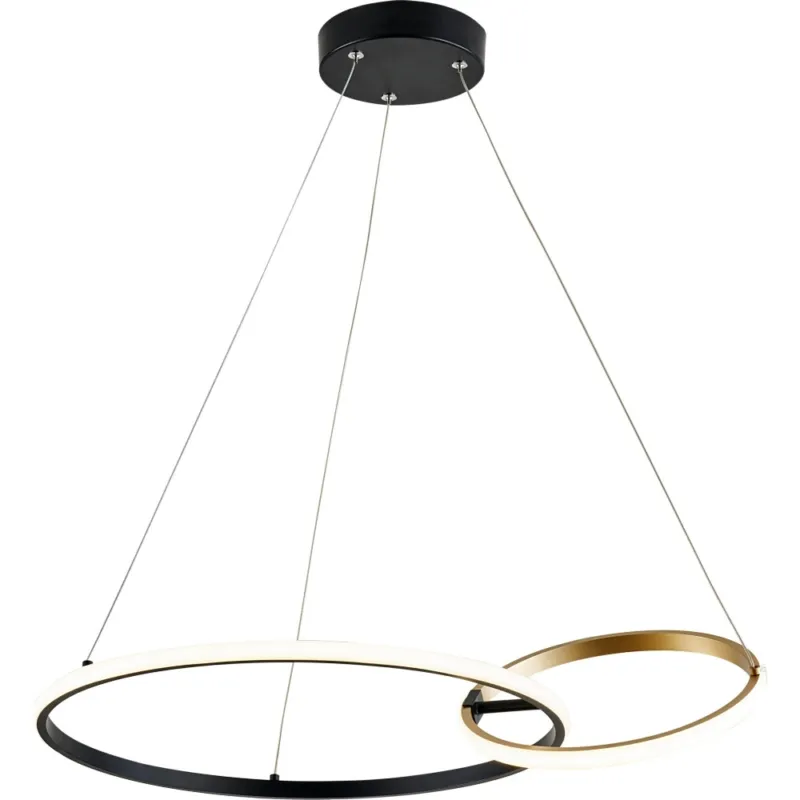 Tani Lampa wisząca 2 okręgi Rando LED 64x26cm czarno-złota Zumaline