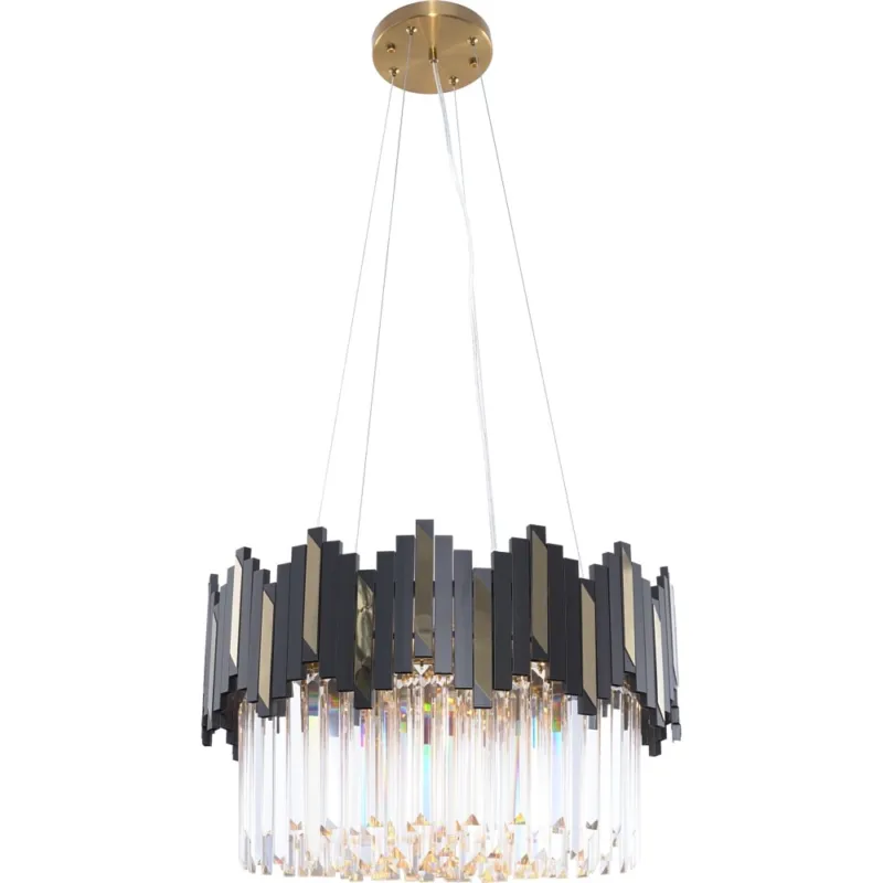 Obniżka ceny Lampa wisząca szklana modern glamour Rotta 50cm przeźroczysty / czarny / złoty Zumaline