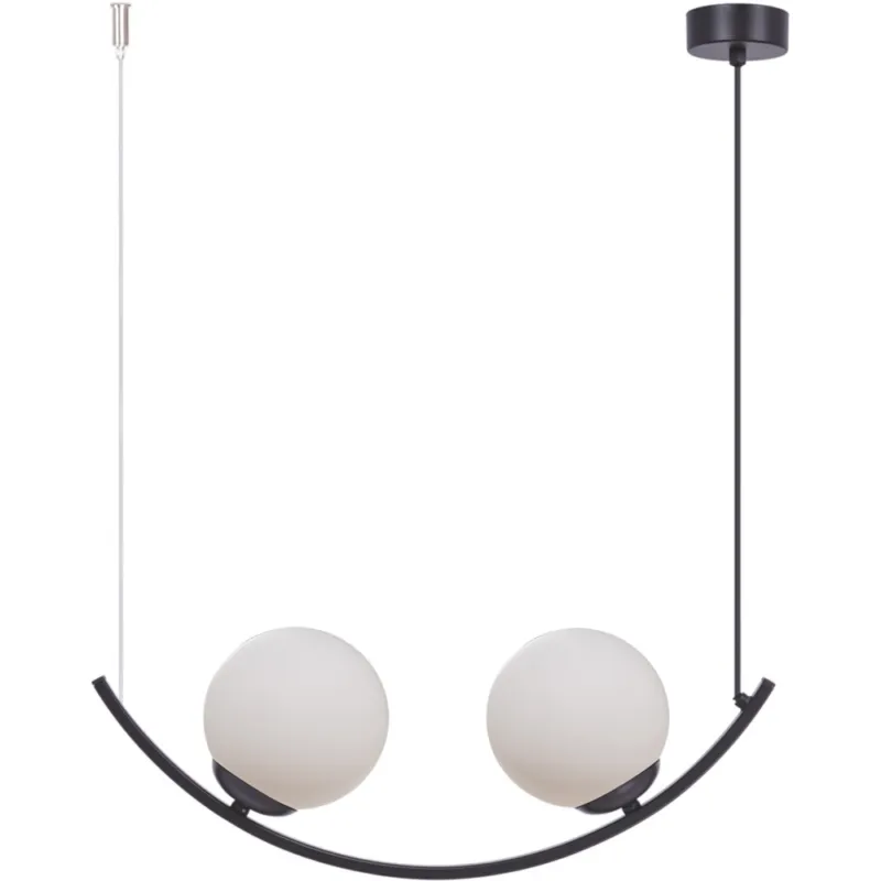 Lampa wisząca 2 szklane kule Wave 50cm biały / czarny Zumaline Obniżka ceny