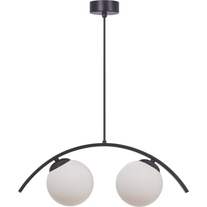 Lampa wisząca 2 szklane kule Wave II 50cm biały / czarny Zumaline Premium