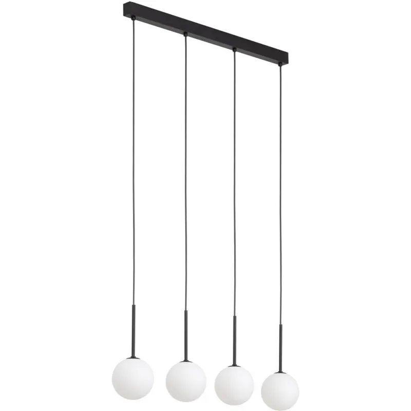 Cena promocyjna Lampa wisząca 4 szklane kule na listwie Martin II 80cm biało-czarna TK Lighting