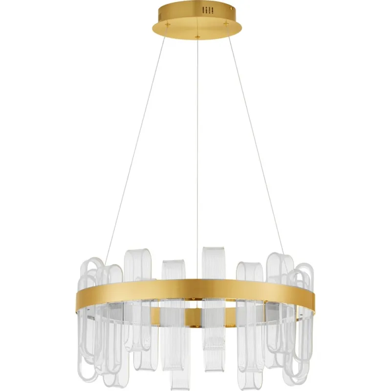 Super okazja Lampa wisząca okrągła glamour Tellia LED 3000K 60cm złoty mosiądz