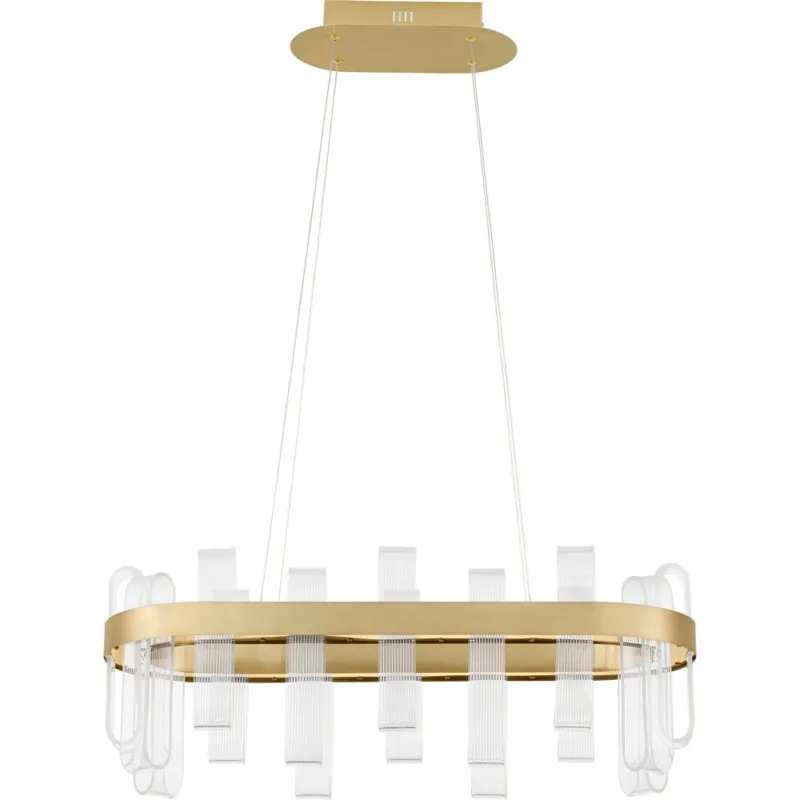 Zniżka Lampa wisząca owalna glamour Tellia LED 3000K 80cm złoty mosiądz