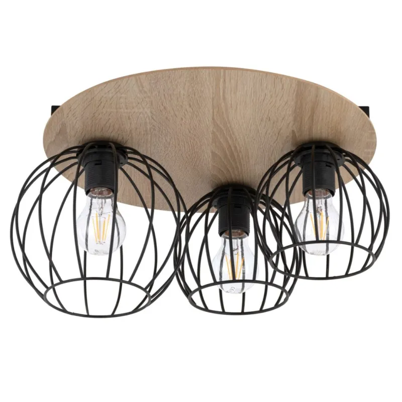 Wyjątkowa oferta Potrójna lampa sufitowa Stanley Ring 3 na stelażu imitującym drewno