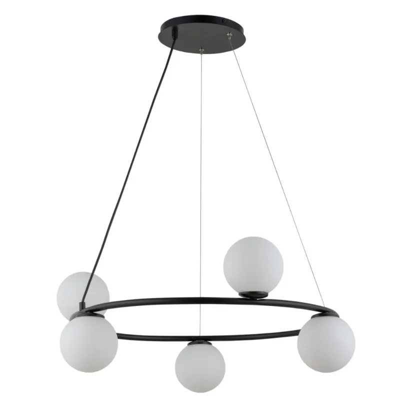 Nowoczesna lampa wisząca Bella Ring 5 w klasycznej kolorystyce Taniej