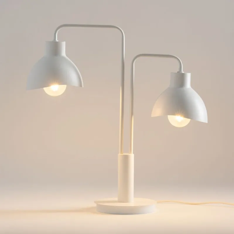 Oferta limitowana Biała lampka stołowa Joan 2 w nowoczesnym stylu