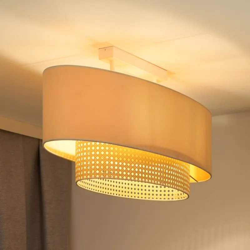 Elegancka lampa sufitowa Double Oval Rattan do salonu Bezpieczna płatność