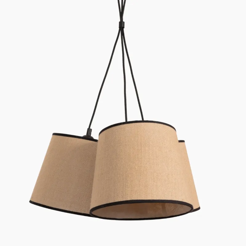 Naturalna lampa wisząca Rossa 3 na czarnym stelażu Niska cena