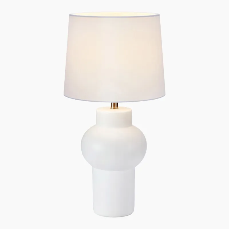 Biała lampa stołowa Shape z tkaninowym abażurem Zamów dziś