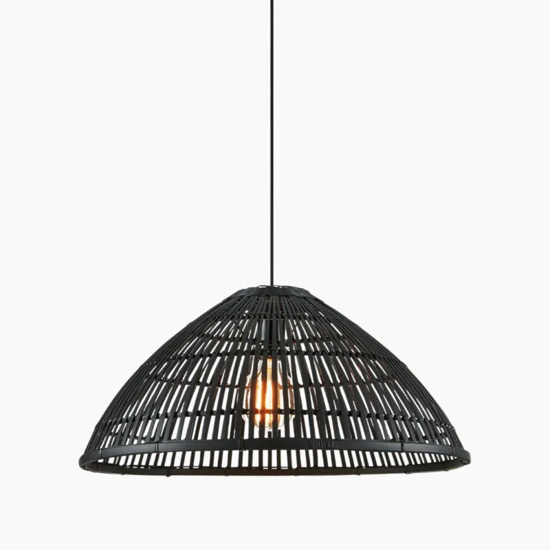 Bambusowa lampa wisząca Capello w czarnym kolorze Bezpieczne zakupy