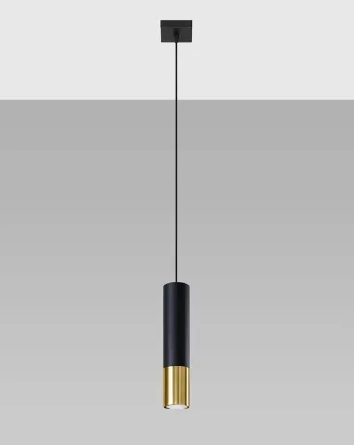 Zniżka Lampa wisząca pojedyncza punktowa tuba stalowa Sollux Lighting SL.0952 Ocean Green LOOPEZ 1 czarny/złoty 1xGU10