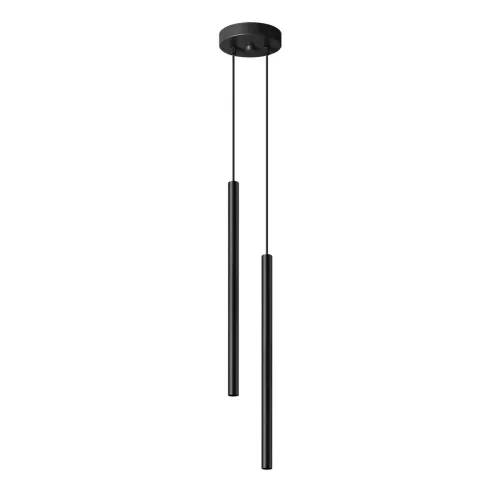 Najlepsza cena Lampa wisząca dwie długie wąskie tuby stalowe Sollux Lighting SL.1304 Ocean Green PASTELO 2 czarna 2xG9