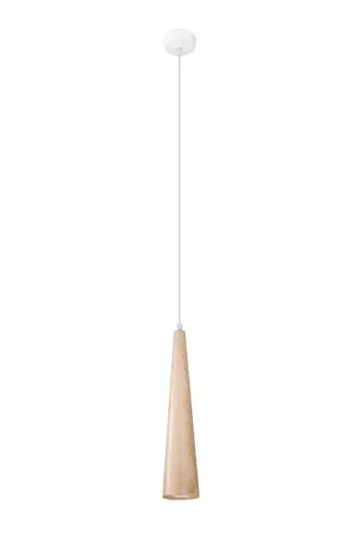 Lampa wisząca pojedyncza z kloszem drewnianym wąski długi stożek Sollux Lighting SL.1100 SULA 1 naturalne drewno 1xGU10 120cm Ostatnie sztuki