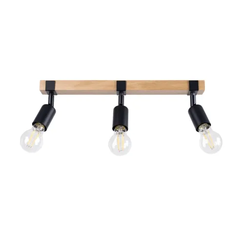 Kup online Lampa sufitowa plafon trzy oprawy stalowe regulowane na listwie drewnianej Sollux Lighting SL.1297 Peach Puff ZUCA 3 czarny 3xE27