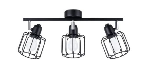 Zamów teraz Plafon w stylu loftowym trzy stalowe ażurowe druciane klosze na listwie Sollux Lighting SL.1116 BELUCI 3 czarny 3xE14