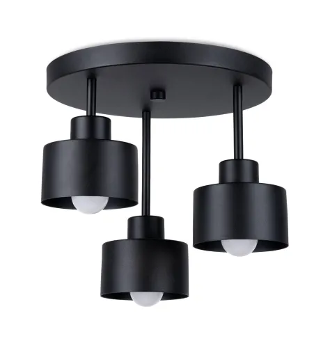 Bezpieczna płatność Lampa sufitowa plafon trzypunktowy z cylindrycznymi kloszami Sollux Lighting SL.1131 SAVAR 3 czarny 3xE27