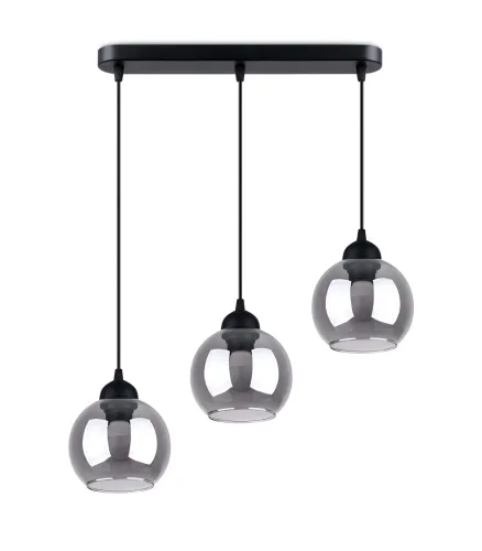 Bestseller Lampa wisząca stalowa z trzema szklanymi kloszami okrągłymi na listwie Sollux Lighting SL.1142 ALINO 3 czarna 3xE27