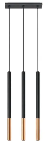 Ostatnia szansa Lampa wisząca trzy długie wąskie tuby na listwie Sollux Lighting SL.0889 Ocean Green MOZAICA 3L czarny/miedź 3xG9