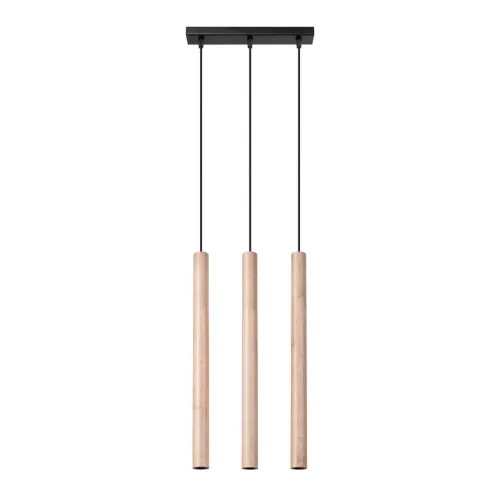 Lampa wisząca trzy drewniane klosze wąskie długie tuby na listwie Sollux Lighting SL.1267 Peach Puff PASTELO 3L drewno 3xG9 Tani