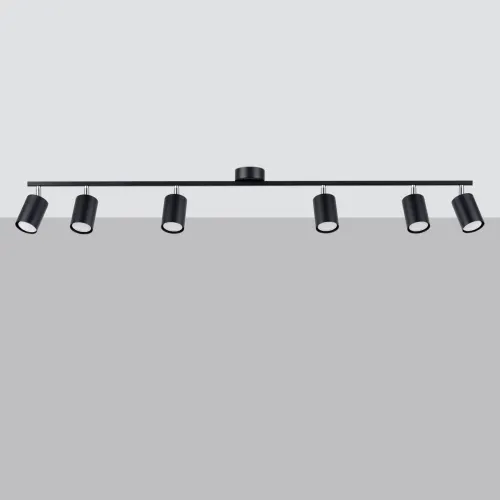 Zniżka Plafon sufitowy sześć opraw stalowych tub regulowanych na listwie Sollux Lighting SL.1169 Bittersweet Shimmer LEMMI 6L czarny 6xGU10