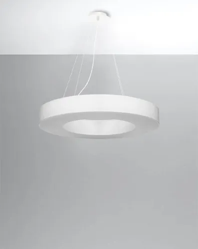 Szybka wysyłka Żyrandol wiszący z wąskim kloszem pierścieniowym Sollux Lighting SL.0753 SATURNO SLIM 70 biały 6xE27 70cm