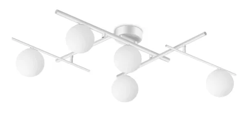 Łatwy zwrot Biała metalowa lampa sufitowa z regulowanymi ramionami klosze ze szkła Ideal Lux 328225 Atlas pl5 5xG9
