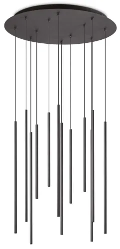 Czarny żyrandol lampa wisząca z okrągłą podstawą i smukłymi rurkami Ideal Lux 263434 Filo sp12 LED 25W 3000K 60cm Popularny