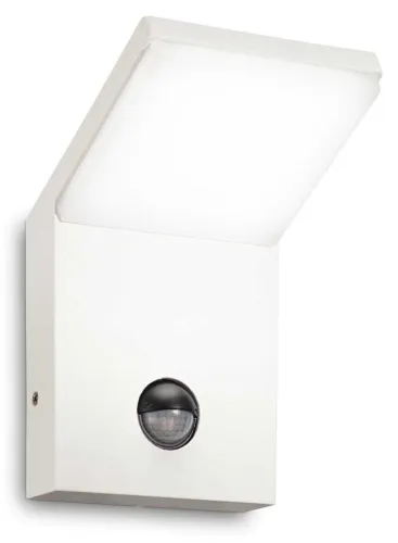 Tylko dziś Biała zewnętrzna lampa ścienna na elewację z czujnikiem PIR Ideal Lux 269146 Style ap sensor 3000K LED 9.5W