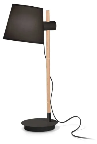 Czarna lampa stołowa z elementami drewnianymi klosz z regulacją wysokości Ideal Lux 272238 Axel tl1 E27 Tylko do końca tygodnia
