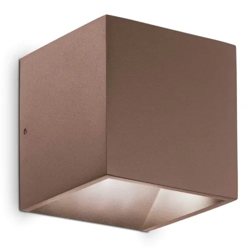 Brązowa lampa ścienna kostka kinkiet zewnętrzny Ideal Lux 326627 Rubik ap 3000K LED 8.5W 10cm Nowość