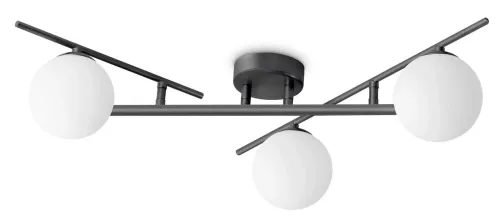 Lampa sufitowa trzy białe szklane kule czarna metalowa rama z regulowanymi ramionami Ideal Lux 311357 Atlas pl3 3xG9 Tani